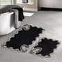 Mijölnir Juego de 2 Alfombrillas de Baño Negro y Blanco